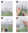 Heavy Duty Screen Repair Tape For Windows And Doors Self Adhesive Fiberglass Mesh Patch Waterproof Window Screen Patch Kit Tear Resistant And Abrasion Proof For No Fuss Quick Fix, showing installation steps on a screen