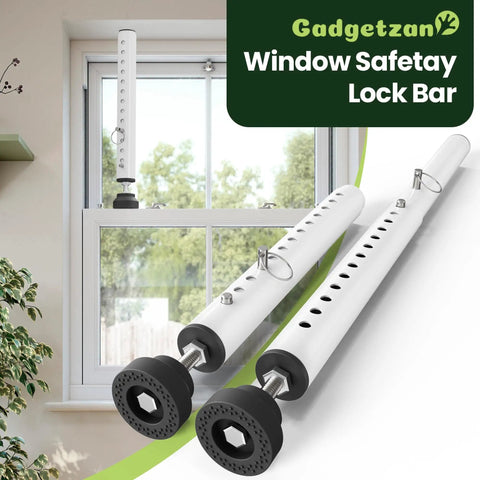 Adjustable Window Security Bar 11 To 18 Inches Portable Short Sliding Window Lock Easy Install For Kid Safe And Anti Theft Rubber Base