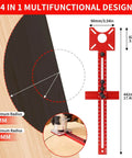 4 In 1 Router Milling Groove Bracket Pro Grade Aluminum Alloy Circle Cutting Jig For Woodworking with dimensions shown