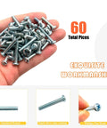 60 Piece Set Of Machine Screws Size Eight Thirty Two Thread Assortment Kit With Phillips Pan Head In Four Lengths Five Sixteenth Inch One Half Inch Three Quarter Inch And One Inch Carbon Steel Zinc Plated For Cabinets Electronics And DIY Projects in hand