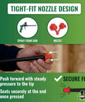 Heavy Duty Closed Cell Spray Foam Insulation Kit For 480 Square Feet showing tight-fit nozzle design for efficient application.
