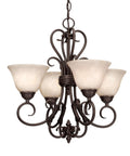 Rubbed Bronze Mini Chandelier With Warm Tea Stone Glass, Cozy Transitional Dining Room Light Fixture, 19-Inch Wide By 19-Inch High Ceiling Pendant