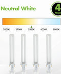 Pack Of 4 13W GX23 CFL Light Bulbs With 2 Pin Plug In Base 3500K Neutral White U Shaped Tubes Energy Efficient Replacement Bulbs