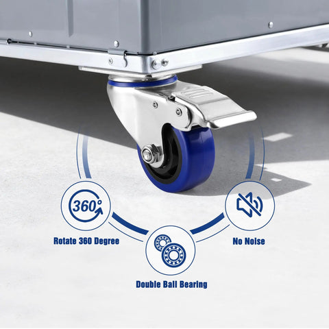 Heavy Duty 3 Inch Swivel Caster Wheels Set Of 4 with 360 rotation, featuring polyurethane tire and galvanized steel housing.