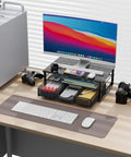 Ergonomic Computer Monitor Stand Riser With Drawers And Tray, Pro Desk Organizer For Home Office, Printer Stand, Black on desk