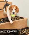 Beagle on stairs with Attachable Indoor Carpet Stair Treads Set Of 15 Floral Bloom Brown 9 Inches By 36 Inches Non Slip And Easy Install For Stairs Keeps Dirt Off And Adds Cozy Style To Your Home