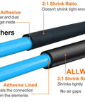 Comparison of 3:1 and 2:1 shrink ratios in Top Tier 1/2 Inch Heat Shrink Tubing 13 Foot Roll Dual Wall Adhesive Lined Waterproof Wire Wrap.