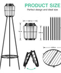 Dimensions and parts of 2 Pack Solar Floor Lamps With Plant Stands For Outdoors, Waterproof Solar Powered Garden Lights