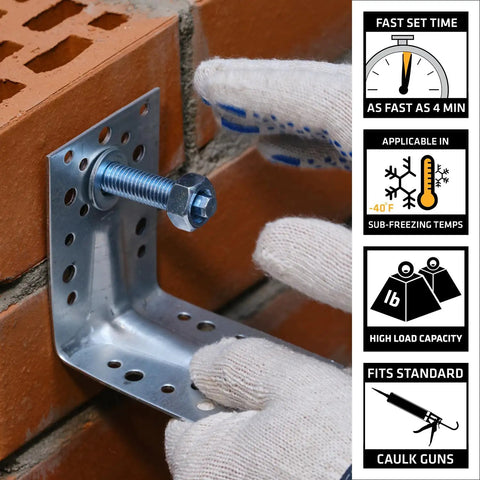 AnchorFix-2 Super Strength Anchoring Adhesive For Threaded Rods In Concrete And Masonry A Two Component Epoxy System installed in brick wall