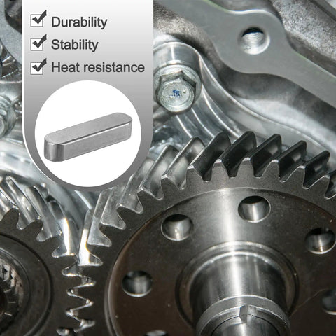 Close-up of a 20 Pcs Round Ended Feather Keys 40x10x8 Millimeter Carbon Steel Drive Shaft Parallel Keys Keyway Stock Assortment installed in gear