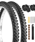 2 Pack 24 Inch Mountain Bike Tire Set Foldable Puncture Resistant Tires With 24 By 1.75 2.125 Inch Tubes And Repair Tool Kit