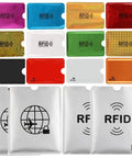 16 Piece RFID Blocking Sleeve Set With 12 Colorful Credit Card Protectors And 4 Passport Holders, Waterproof Aluminum Foil