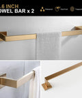 Slick Black And Brushed Gold 23.6 inch towel bars from 5 piece bathroom hardware set, stainless steel, wall mounted
