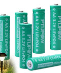 AA 3.2V LiFePO4 650mAh Solar Battery Pack For Backyard Solar Lights 6 Pack Rechargeable LiFePO4 Cells displayed.