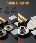 Top Notch 2 Pcs 5 Inch Cotton Buffing Wheels With 3/8 Inch Arbor Hole built tough for die grinder and angle tool, showcasing polished metals.