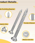 410 Stainless Steel Deck Screws Seven By One And Five Eighths Inch 100 Pack Torx T15 Drive Beefy Outdoor Wood Fasteners details