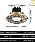 Nine Pack Slim Led Recessed Lighting Trims With Slick Smooth Dimming And Quick Adjust Color Temp For Crisp Room Glow and No Sweat Residential Or Retail Setup, brass and aluminum construction, 110mm diameter.