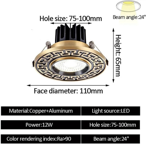 Snag These Premium 9 Pack Led Recessed Lighting Trim Kits, 110mm diameter, copper and aluminum, 12W, adjustable beam angle.