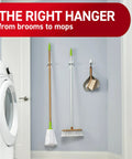 Stick On Broom And Mop Holder Wall Mount Kit With 6 Hangers And 16 Adhesive Strips No Holes No Tools in laundry room