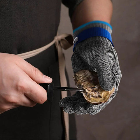 Cut Resistant Kitchen Gloves With Stainless Steel Mesh For Oyster Shucking And Meat And Fish Prep Lightweight Breathable Anti Cut Pro Grade Gear Food Grade Size Large 9