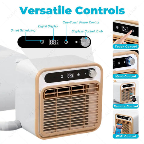 Super Chill ALsup Split Personal Unit With Handle And Quiet Cooling Power, front panel with touch, knob, display and remote