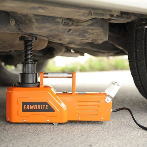 Beefed Up Heavy Duty 15 Ton Electric Car Floor Jack With LED Light 12V DC Power For SUV RV Truck Van Sedan 33000 Lbs Lift 8 To 20.2 Inch Range Self Lock Safety Valve Cigarette Lighter Powered