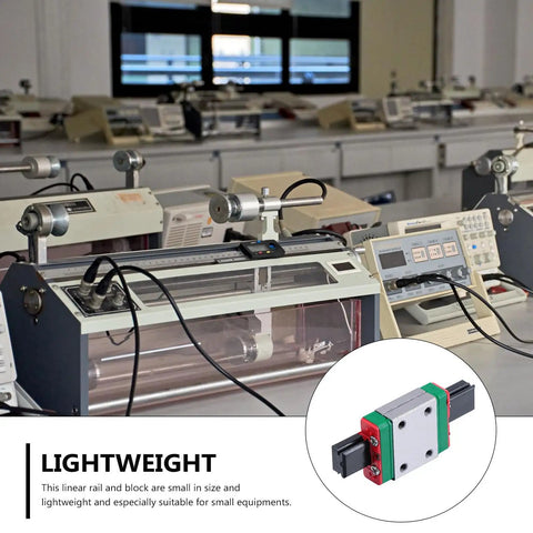 Slick Mini Linear Guide Rail Block Slider Made From Durable Alloy Steel in a lab setting, showcasing its lightweight design and oil ports.