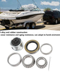 Seven Piece Boat Trailer Wheel Hub Bearing Kit For 3500 Lb Axles With 1.98 Inch Dust Cover shown with trailer and boat