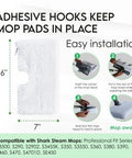 Pro Grade Replacement Microfiber Pads For Steam Mops 4 Pack instructions and dimensions for easy installation, 12.6" x 7".