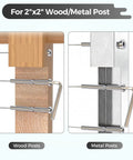 T316 Stainless Steel Invisible Cable Railing Kit With 3/16 Inch Cables And Swage Stud End Fittings For 2X2 Wood Or Metal Posts close-up of wood and metal post fittings.