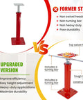 Comparison of former style jack and upgraded version of Beefy 4 Pack Adjustable House Jacks For Leveling 11 To 16 Inch Height Range 8820 Lbs Capacity Per Jack Galvanized Telescoping Support Jacks For Crawlspace And Basement.