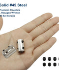 Rock Solid Steel 5mm To 8mm Bore Rigid Shaft Coupler Includes M4 Socket Screws And L Hex Wrench For Cnc Builds built tough, shown in hand.