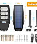 100W Solar Street Light Two Light Set With Motion Sensor No Wires To Run Dusk To Dawn Outdoor Flood Light with components