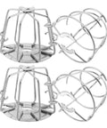 Set Of Four Stainless Steel Fire Sprinkler Cage Guards For Half Inch Heads Heavy Duty Anti Collision Shields mounted on a white background.