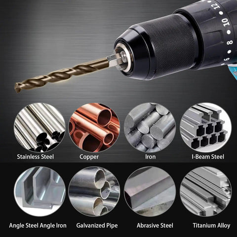 Boss Cobalt Drill Bit Set For Metal And Hardened Steel With M35 HSS Bits 13 Piece One Sixteenth To One Quarter Inch Twist Bits