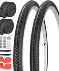 Foldable 26x1 3/8 Bike Tires And Inner Tubes Set For Vintage City Commuter Rides 37 590 With 32mm Schrader Valves Includes Tire Levers Rim Strips Repair Kit And Liner Protection