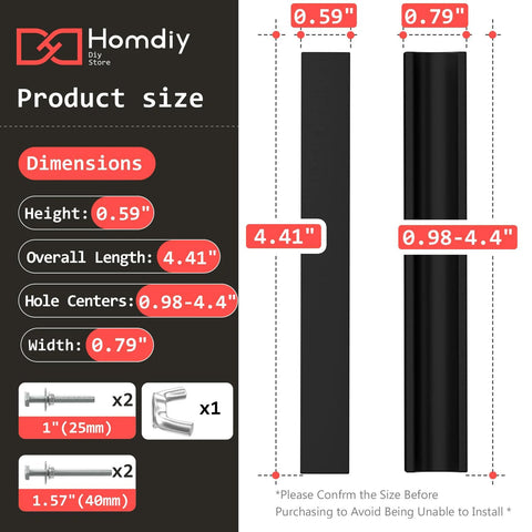 Product dimensions of 10 Pack Adjustable Black Cabinet Pulls 1 To 4 Inches, Drawer Pulls With Adjustable Hole Distance 25 To 102 Mm