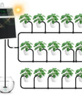 Smart Drip Irrigation System For 15 Pots With Solar And USB C Dual Charging 2200mAh Battery IPX5 Waterproof Auto Timer Kit