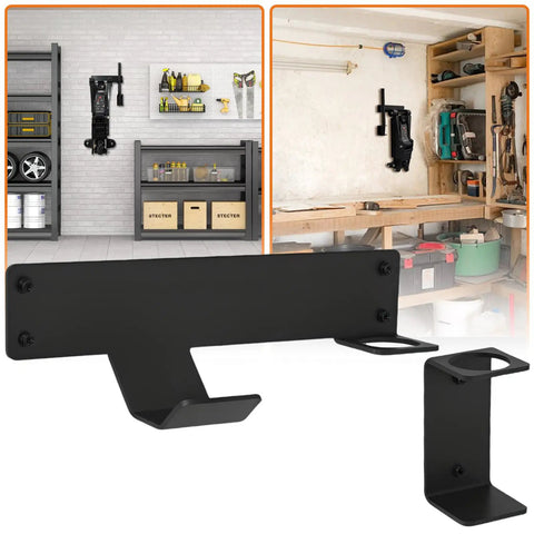 Wall Mount Floor Jack Stand Rack Organizer For Garage And Shop, Heavy Duty Hydraulic Trolley Jack Holder And Bracket System displayed