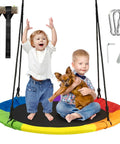 40 Inch Saucer Tree Swing For Kids Outdoor Fun With Waterproof Textilene Fabric Easy Assembly 500 Lb Weight Capacity Multicolor Swing