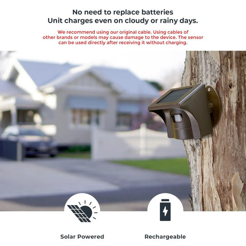 Solar Powered Driveway Alarm System With 2.4G Wi-Fi Real Time App Alerts Push Notifications outdoor motion sensor on tree