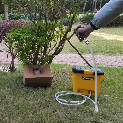 Using Compact Portable Pressure Washer With 5 Gallon Tank And 255 Psi For Easy Car Washes Pet Bath Home And Patio Cleaning