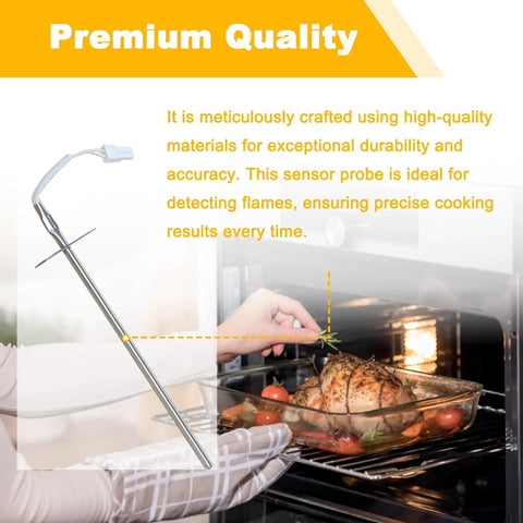 Range Oven Temperature Sensor Replacement W10833885 W10586204 shown in use while roasting chicken in oven