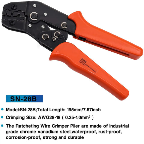 Dupont Crimping Tool Kit With 600 Pieces Of 2.54mm Dupont Connectors SN 28B Ratcheting Wire Crimper Plier AWG 28 To 18