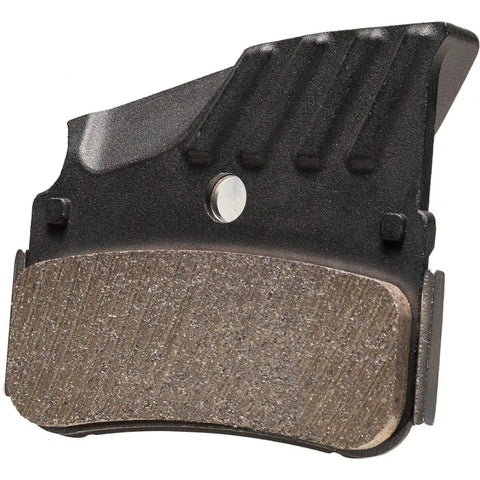 N04c Disc Brake Pads Grey Metallic For Sintered Metal Performance with Heat Dissipation Fins shown in close-up view.