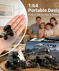 One Sixty Four Scale 4WD Alloy Mini RC Crawler With FPV Camera in hand, showing portable size for kids and adults