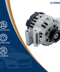 Plug And Play 12V 120A Alternator Fits Chevrolet Equinox 2010 2017 GMC Terrain 2010 2020 Buick Regal 2012 2015 2017 L4 CW With 5 Groove Pulley Replaces OE 13500315 13588328 TG12C067 11459N 11459 shown with durable construction and high efficiency design.