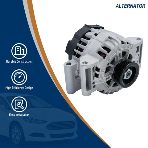 Plug And Play 12V 120A Alternator Fits Chevrolet Equinox 2010 2017 GMC Terrain 2010 2020 Buick Regal 2012 2015 2017 L4 CW With 5 Groove Pulley Replaces OE 13500315 13588328 TG12C067 11459N 11459 shown with durable construction and high efficiency design.