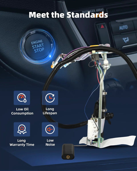 Fuel Pump Replacement For Buick LeSabre 1997 1999 3.8L V6 Gas Engine With Harness displayed with engine start button