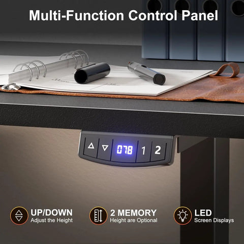 Close-up of control panel on L Shaped Electric Standing Desk With Memory Presets 63 Inch Corner Sit To Stand Desk Adjustable Height